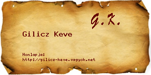 Gilicz Keve névjegykártya